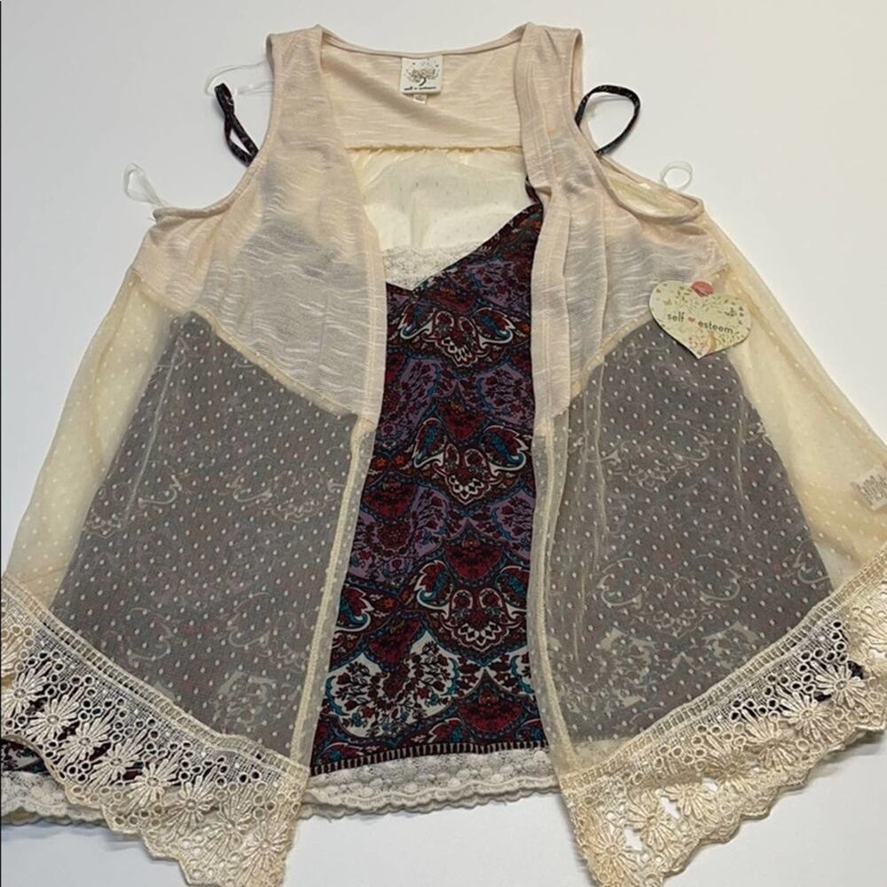 SELF ESTEEM Womens Small Paisley Lace Camisole Set
